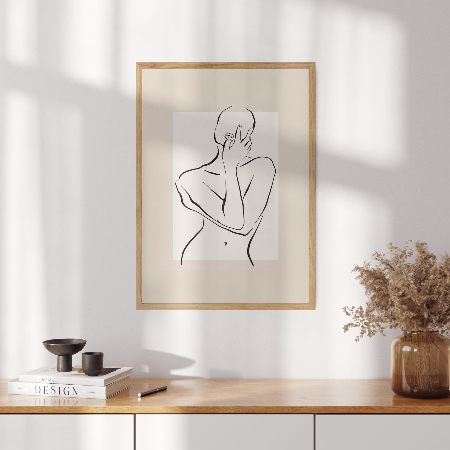 Boho plakát s grafikou siluety nahé ženy