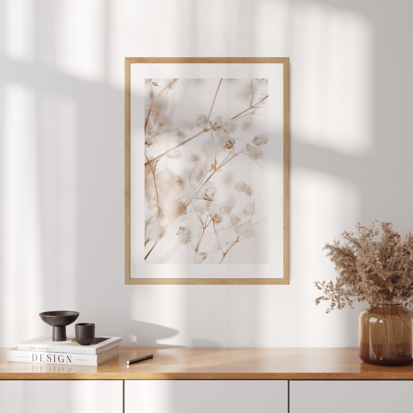 Boho poster with a photo of a delicate gypsophila