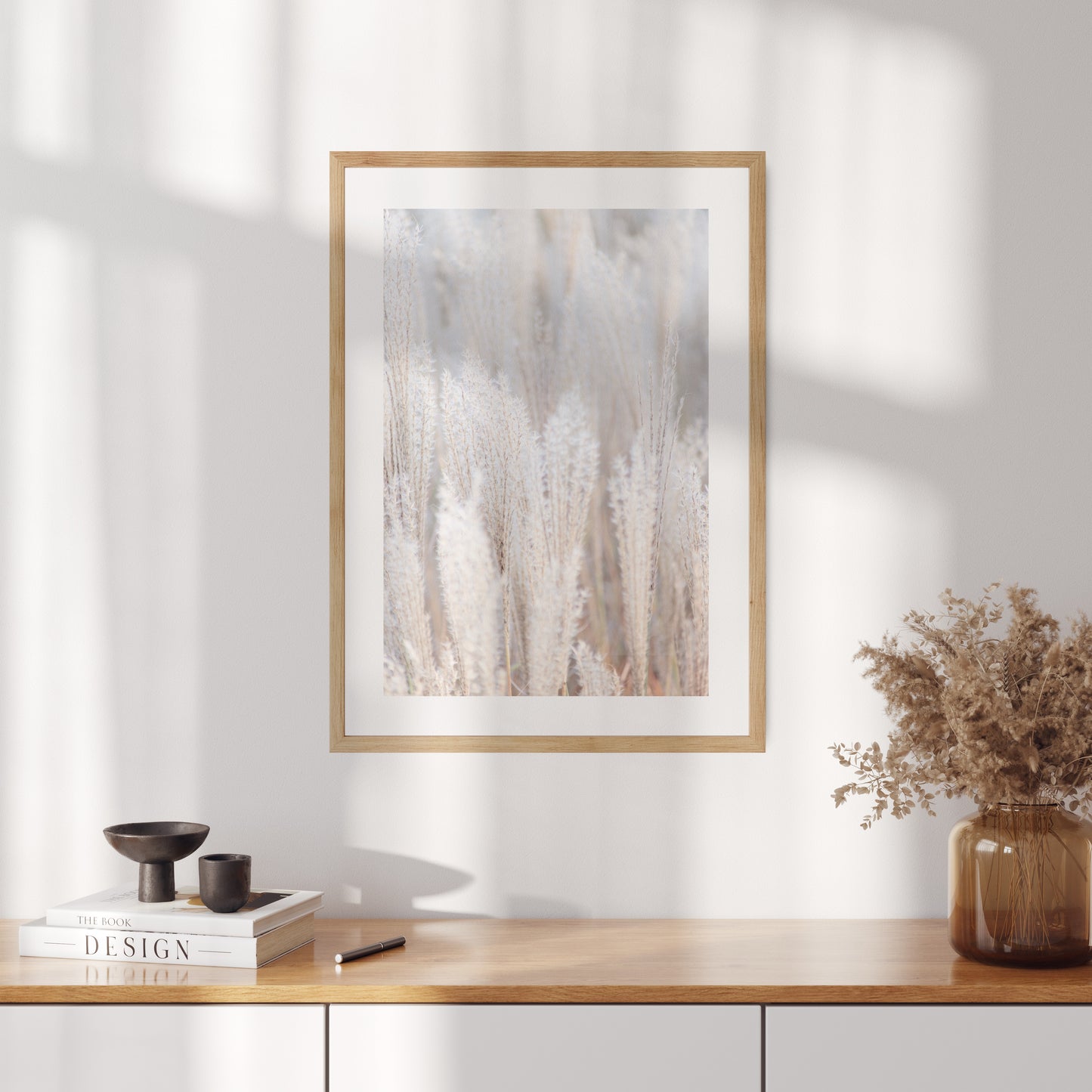 Boho poster with a photo of dry grass