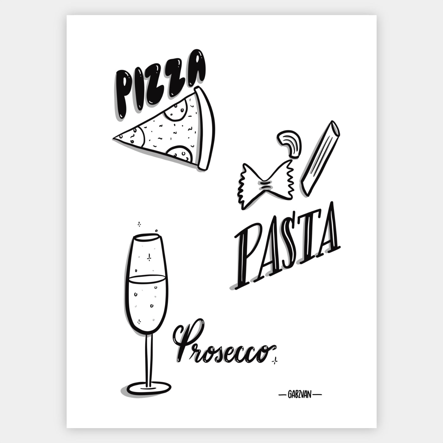 Plakát Pizza Pasta Prosecco