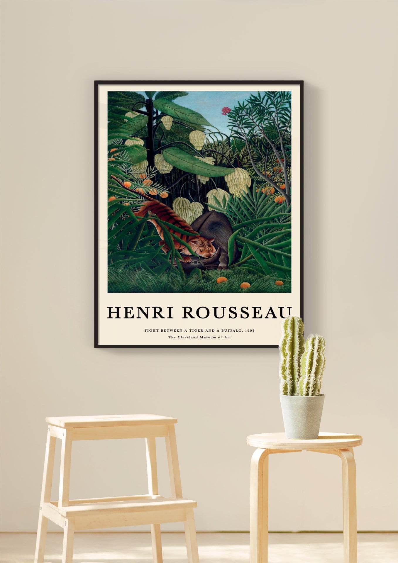 Plakát Fight Between a Tygr a Buffalo | Henri Rousseau