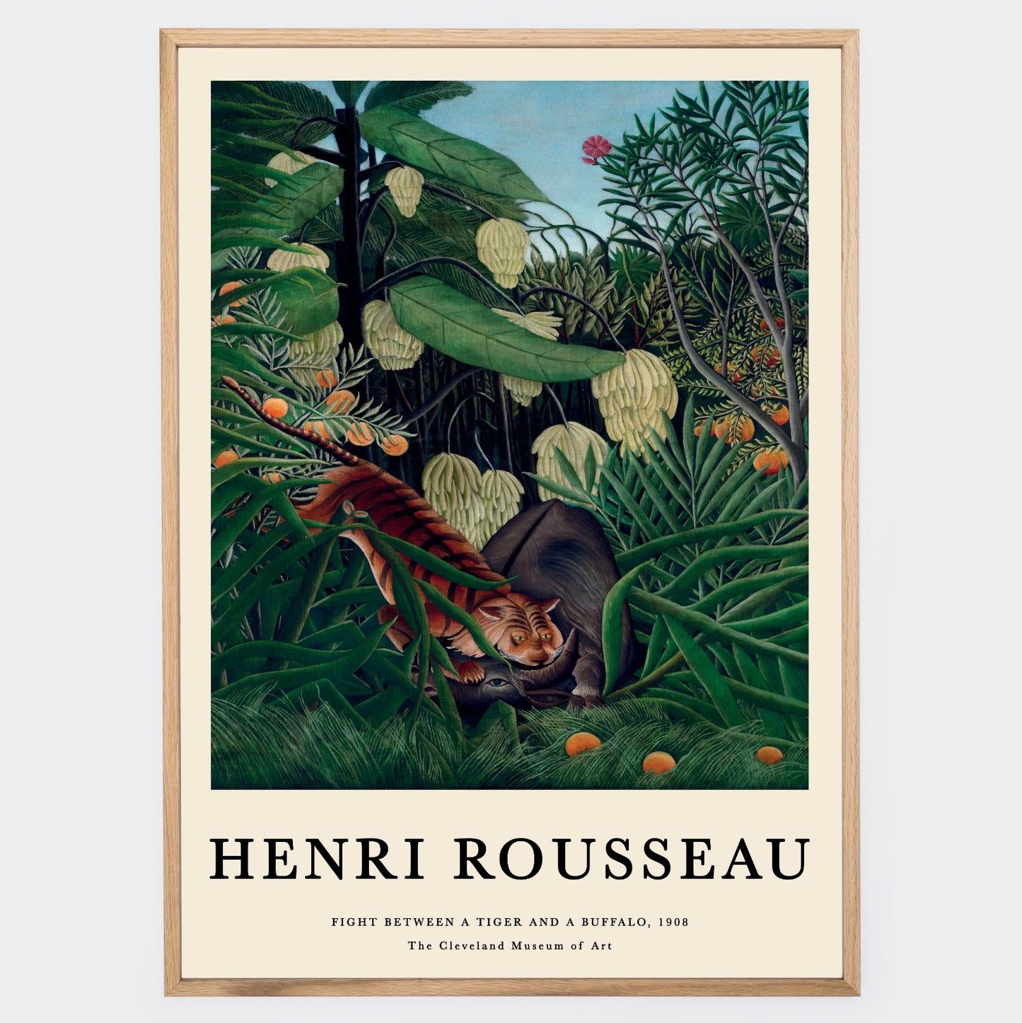 Plakát Fight Between a Tygr a Buffalo | Henri Rousseau