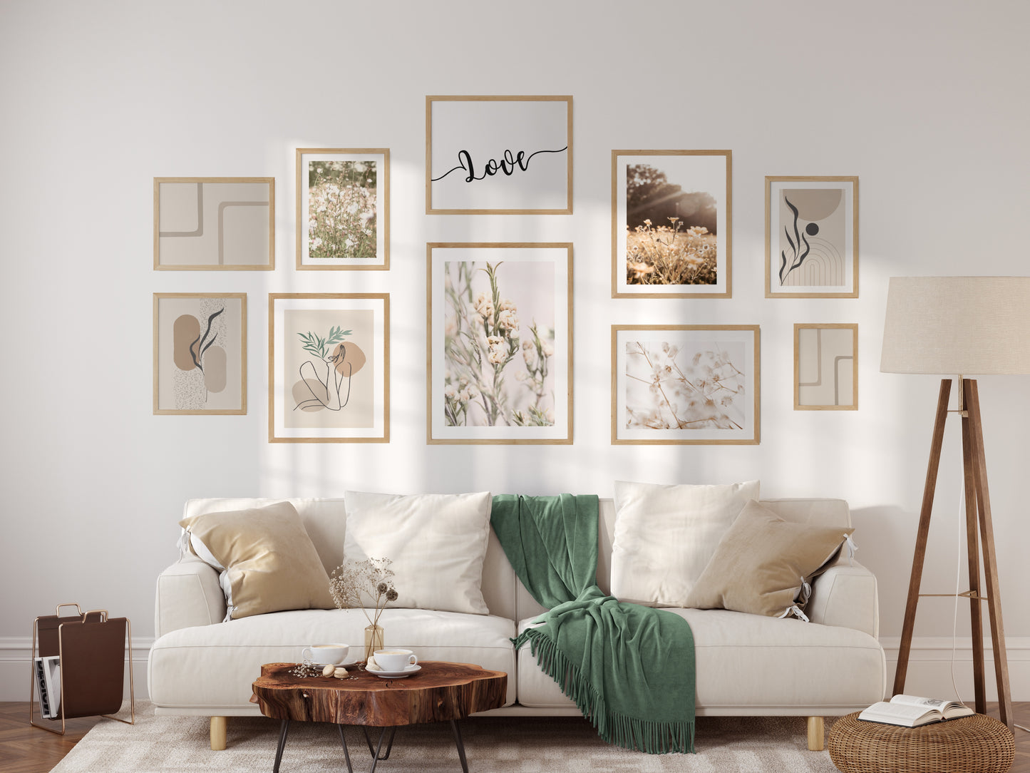 Boho poster with a photo of a delicate gypsophila