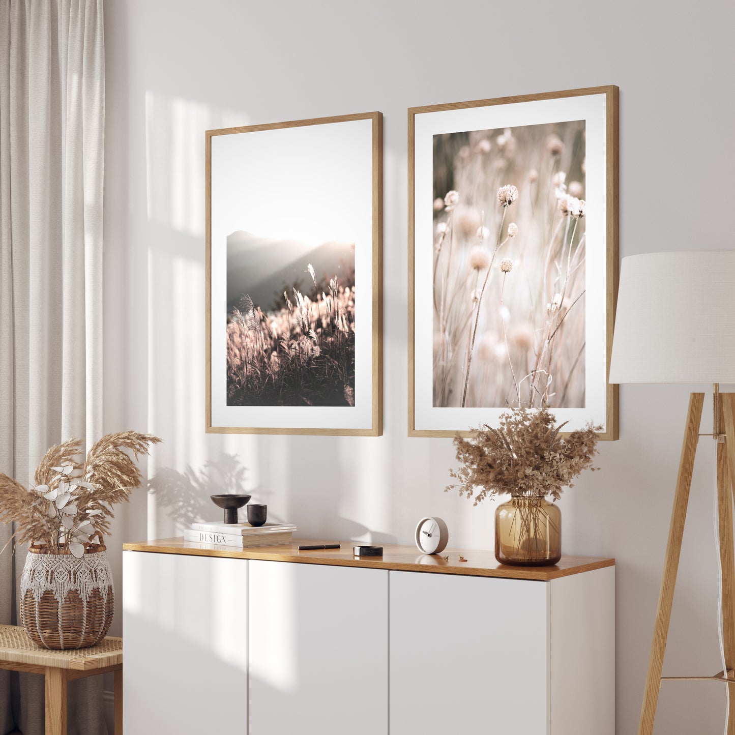 Boho poster with a photo of a sunset in nature