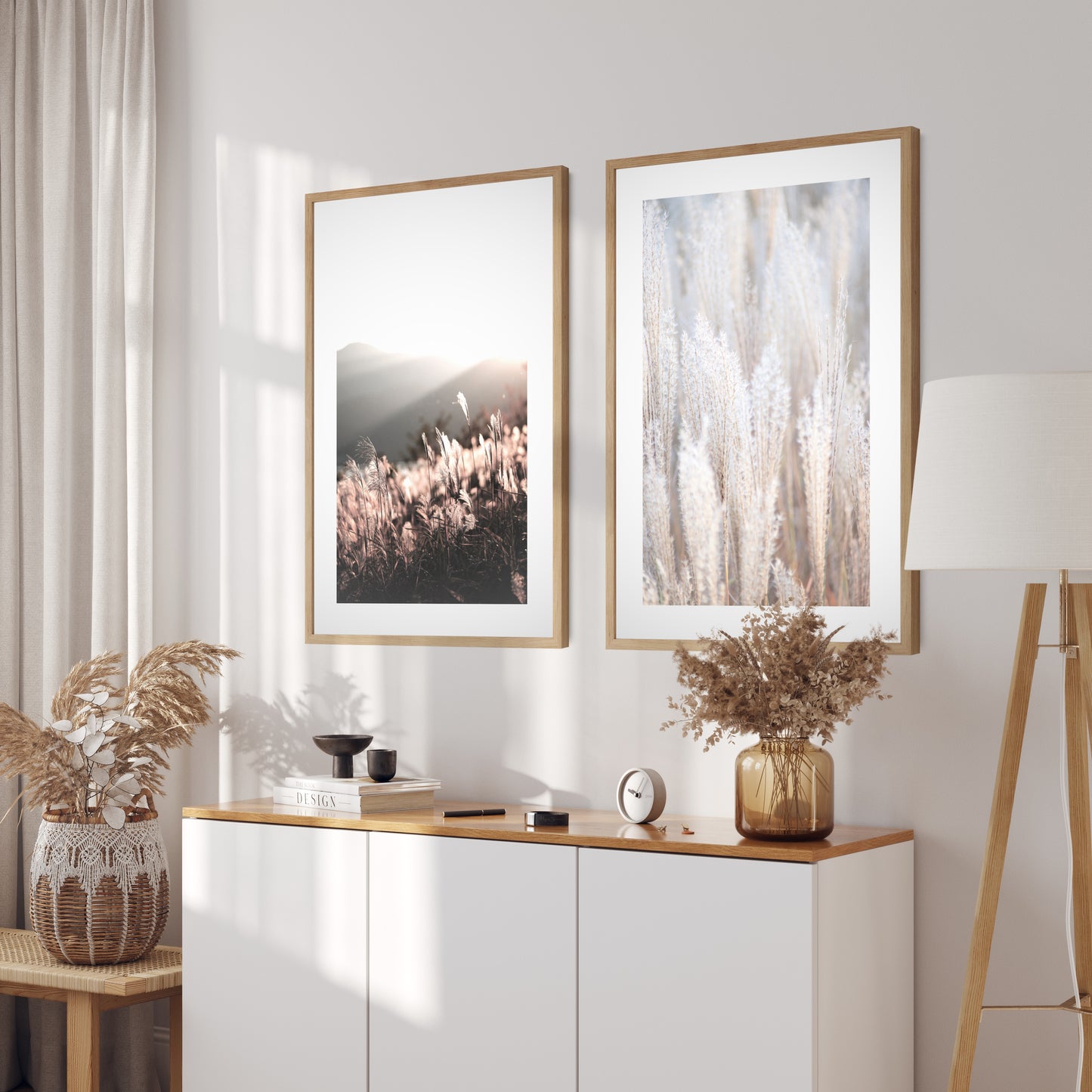 Boho poster with a photo of dry grass