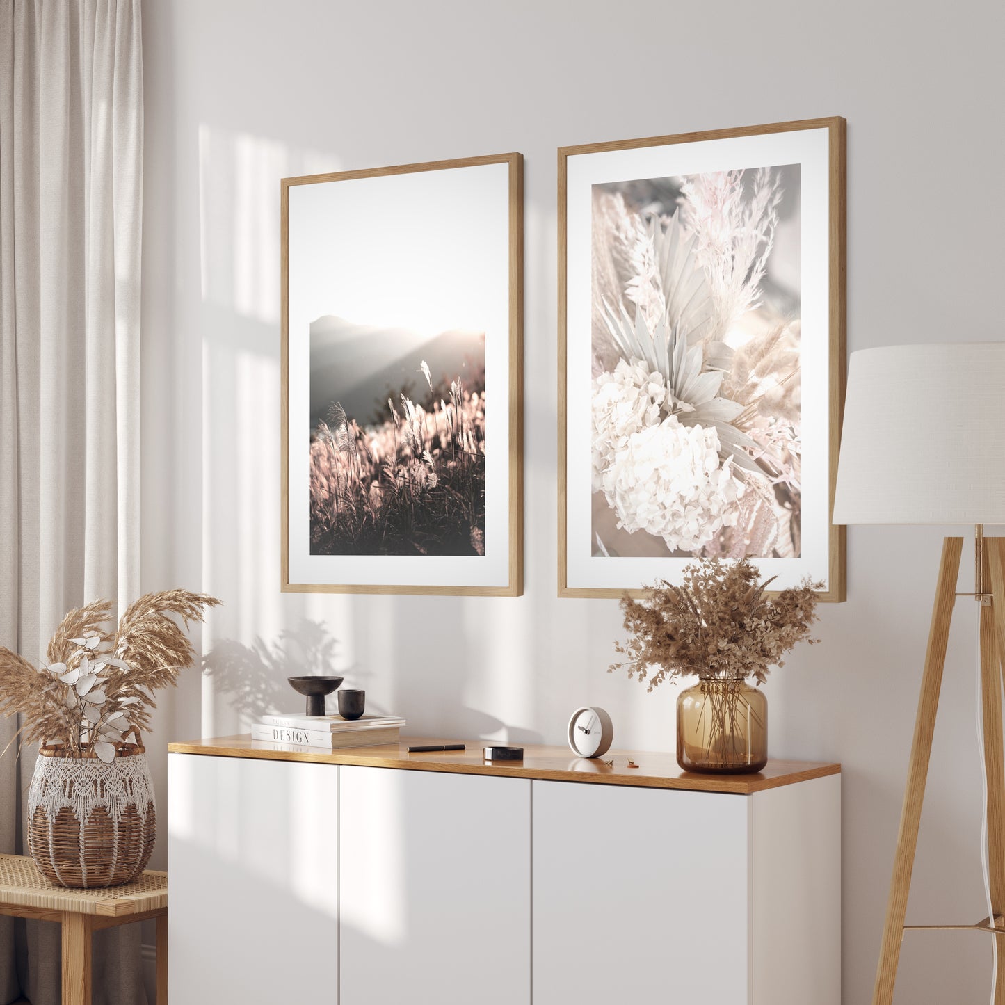 Boho poster with a photo of a bouquet