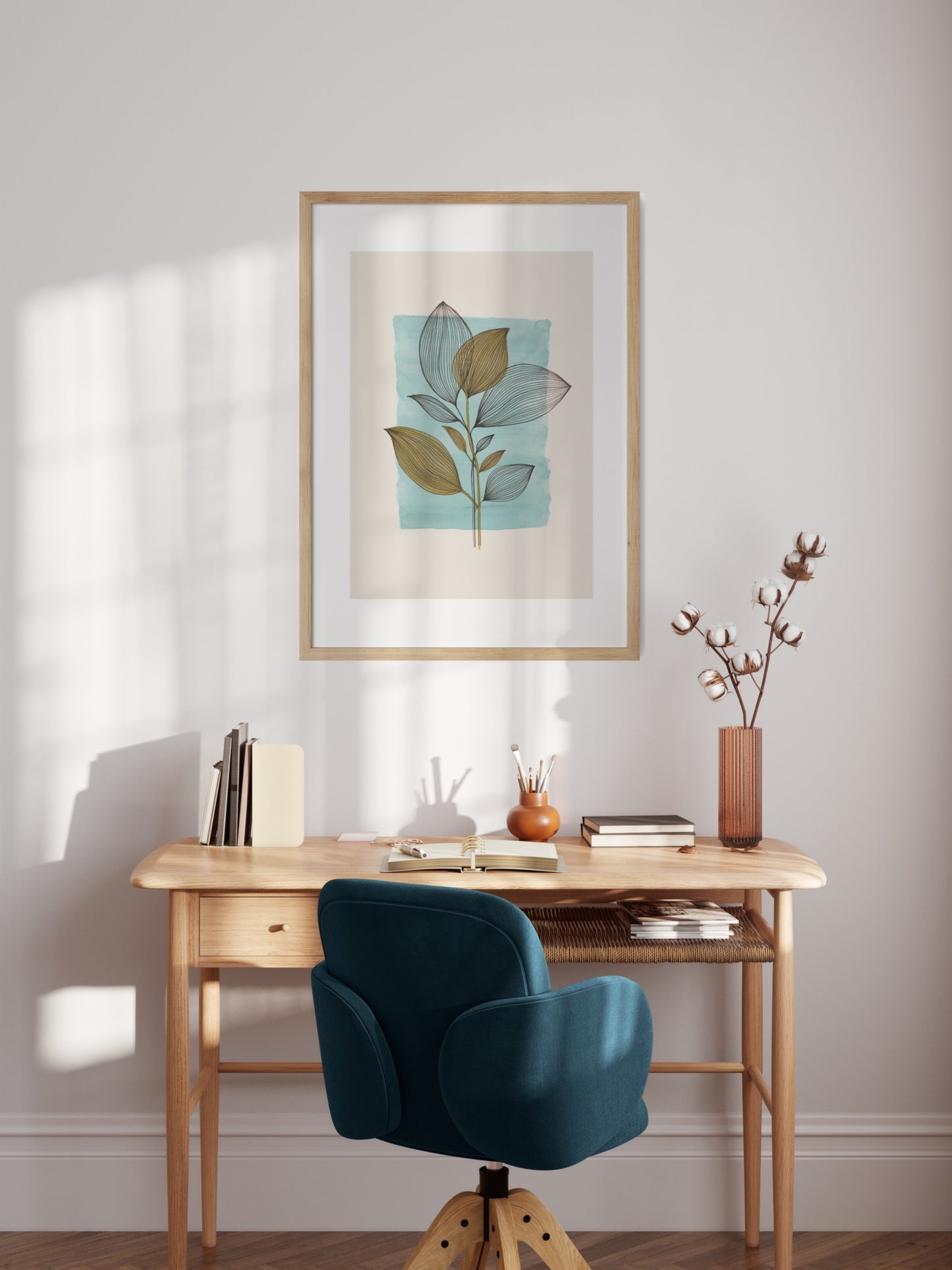 Poster Leaves in Blue