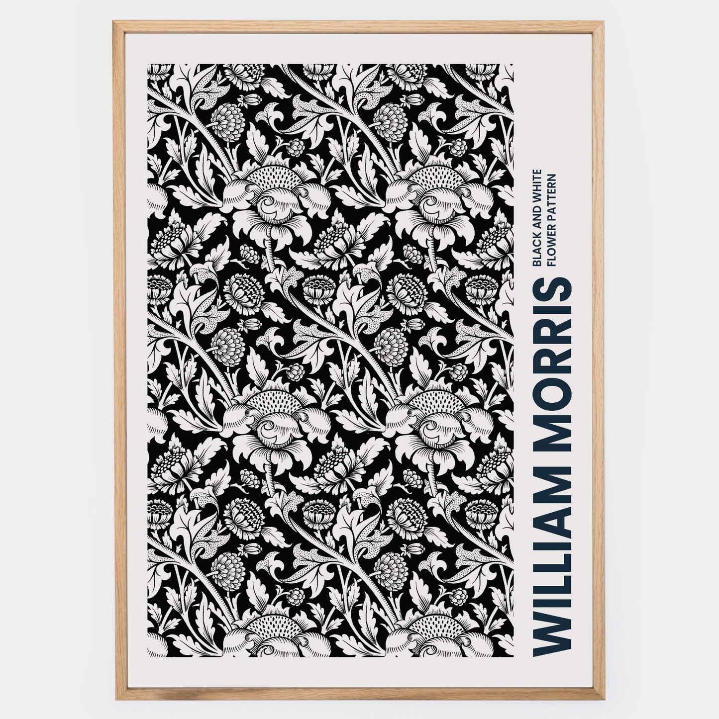 Plagát Black and White Flower Pattern | William Morris